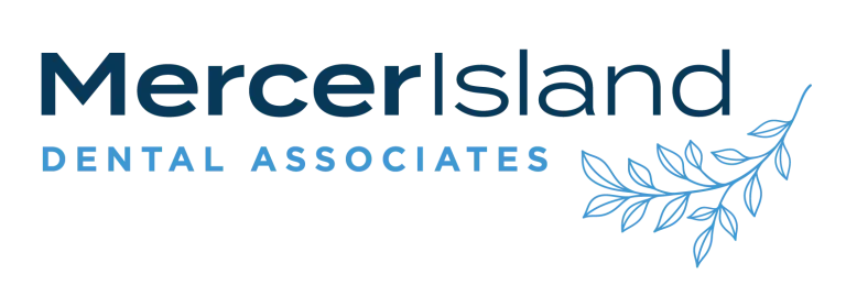 The image shows a logo with text that reads 'MERCERS ISLAND DENTAL ASSOCIATES' followed by an emblem, and below it, there's another line of text stating 'MERCERS ISLAND.